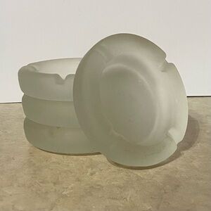 Vintage Frosted Glass Ashtrays, set of 4, heavy glass. Mid century.
